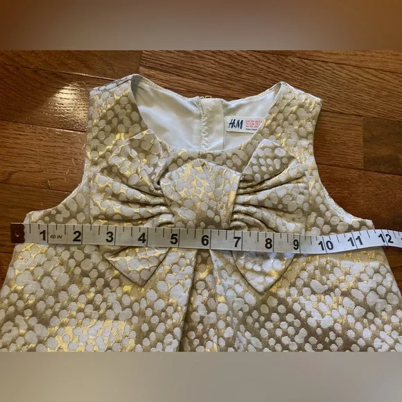 Metallic Gold Circle Dots Dress Girls 3-4 Formal Glam Resort Party - Picture 6 of 7